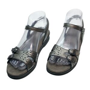 SAS Duo Womens 7.5 N Pewter Metallic Leather Comfort Strappy Sandals 7.5N
